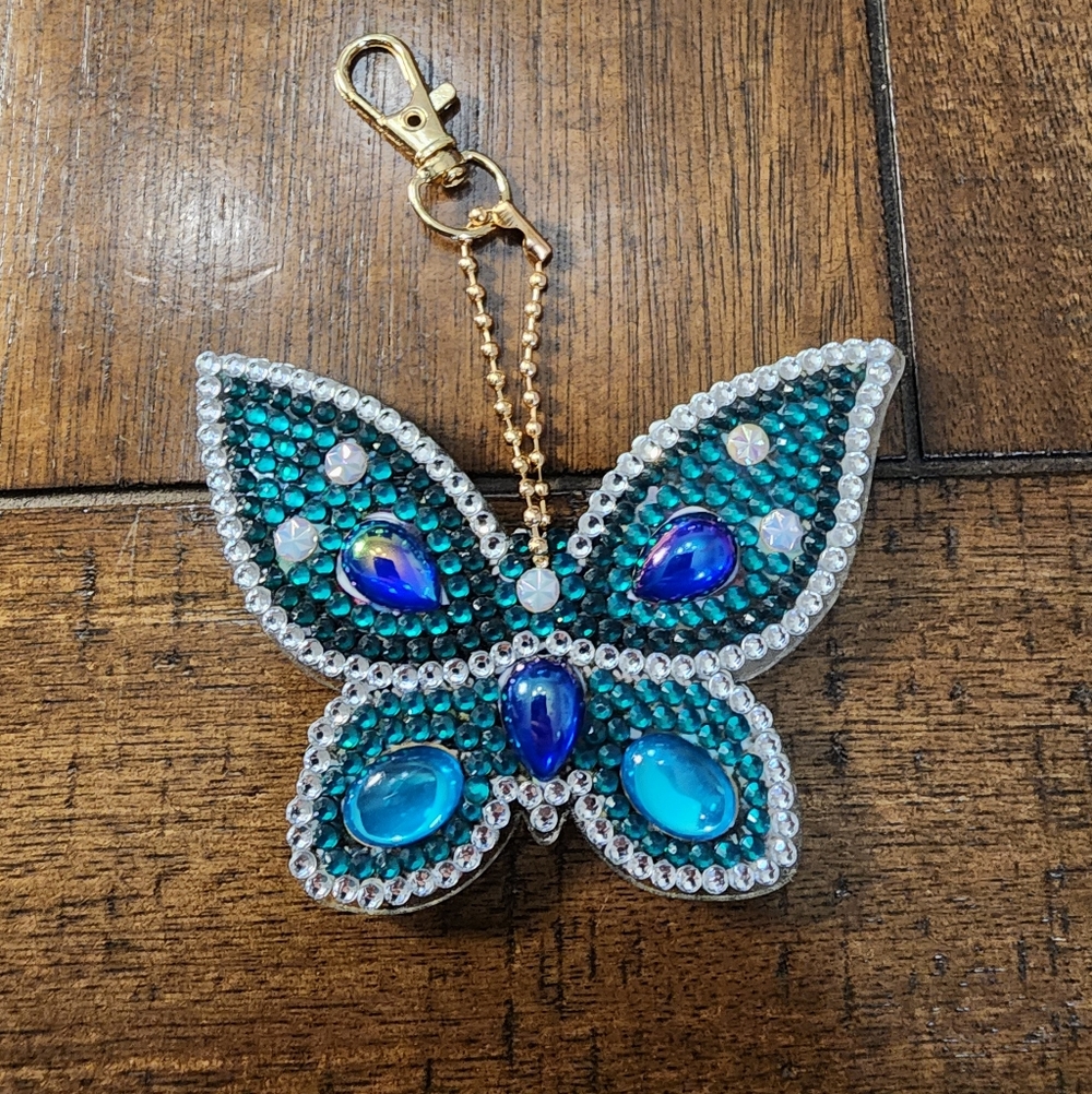 Green and Silver Butterfly Keychain